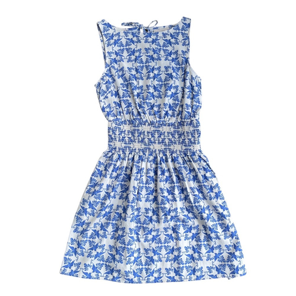 Universal Thread Blue Bird Print Fit Flare Dress XS Cottagecore Resortwear